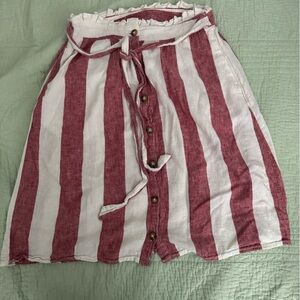 a.n.a Burgundy and White Striped A-Line Skirt